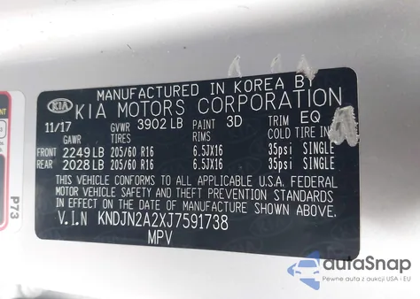 2018 Kia Soul z USA, uszkodzony, nr VIN KNDJN2A2XJ7591738